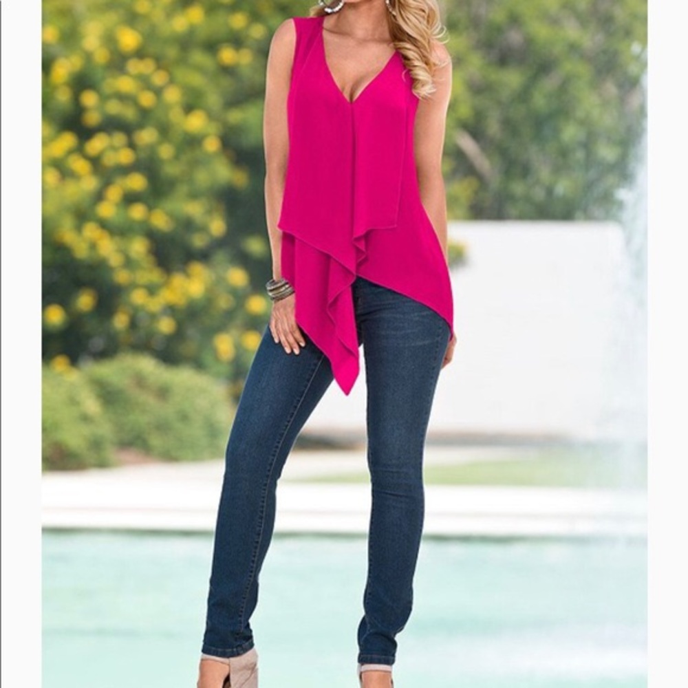 VENUS Pink Ruffle Front Blouse - Picture 2 of 6